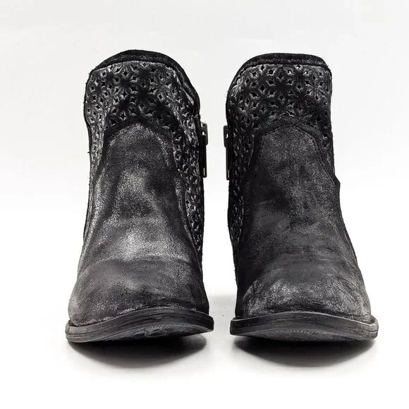 Circle G Women Distressed Black Leather Lasercut Western Cowboy Boots sz 8 - Picture 11 of 11